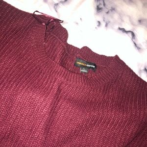 Burgundy crop top long sleeve